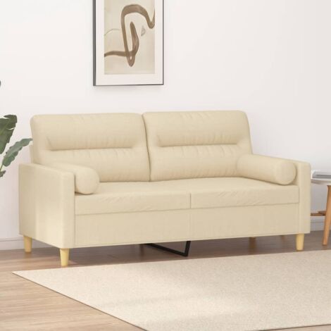 Sofá de 2 plazas con cojines tela color crema 140 cm vidaXL