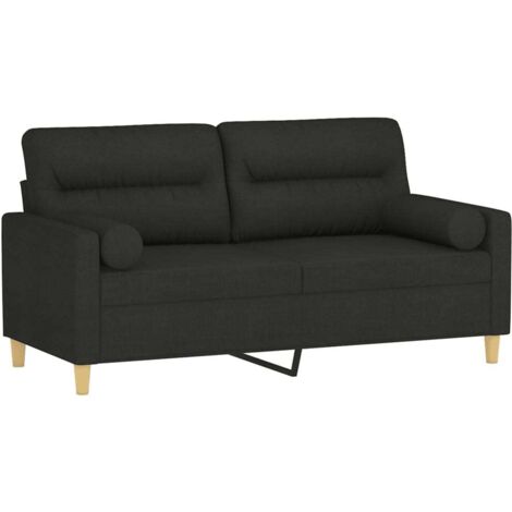 Sofá de 2 plazas con cojines tela negro 140 cm vidaXL