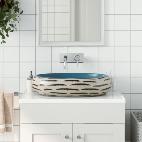Lavabo sobre encimera ovalado cerámica multicolor 59x40x15 cm vidaXL