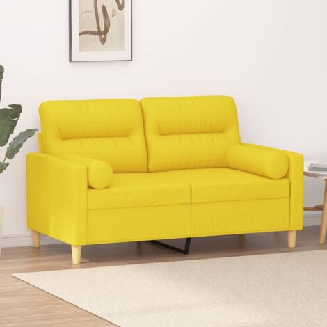 Sofá de 2 plazas con cojines tela amarillo claro 120 cm vidaXL