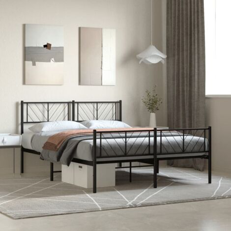 Estructura cama sin colchón con estribo metal negro 120x190 cm vidaXL (1/5)