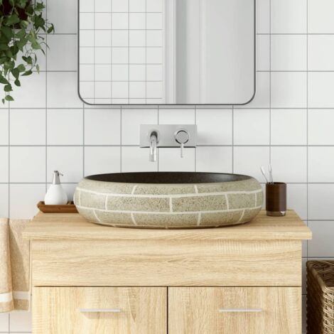 Lavabo sobre encimera ovalado cerámica multicolor 59x40x15 cm vidaXL