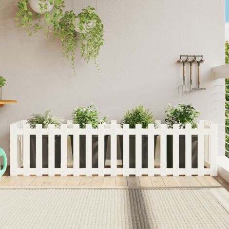 Arriate elevado jardín con valla madera pino blanco 200x50x50cm vidaXL (1/5)
