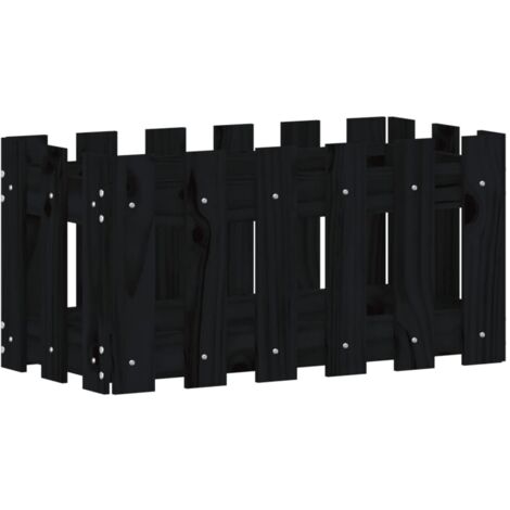 Jardinera diseño de valla madera maciza pino negra 60x30x30 cm vidaXL (1/5)