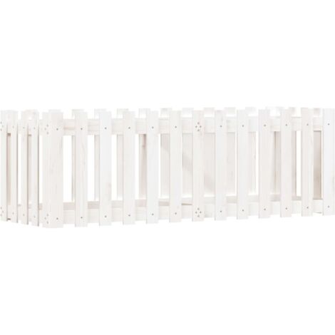 Arriate elevado jardín con valla madera pino blanco 150x50x50cm vidaXL