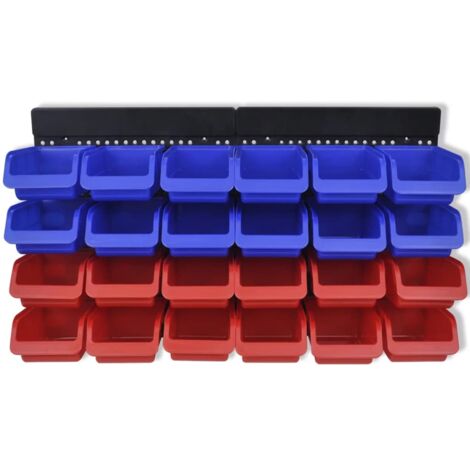 Organizador de herramientas de garaje de pared azul y rojo vidaXL