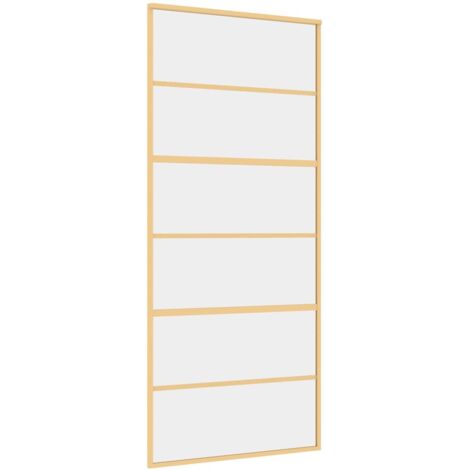 Puerta corredera dorada de vidrio ESG transparente y aluminio vidaXL (1/5)