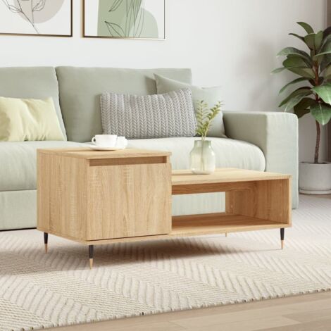 Mesa de centro madera contrachapada roble Sonoma 100x50x45 cm vidaXL (1/5)