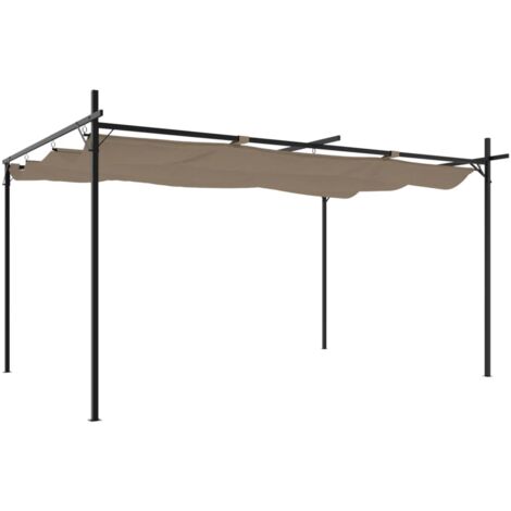 Pérgola con cubierta retráctil gris taupe 395x292x230 cm vidaXL
