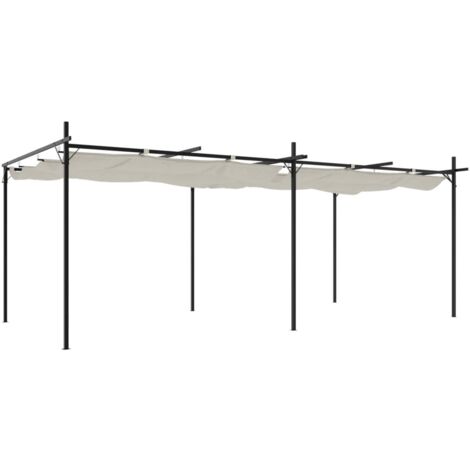 Pérgola con cubierta retráctil color crema 589x292x230 cm vidaXL