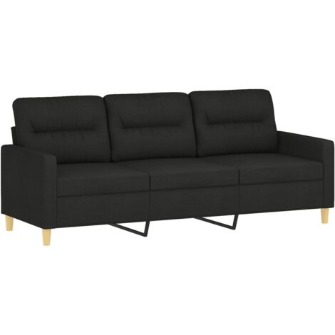 Sofá de 3 plazas de tela negro 180 cm vidaXL