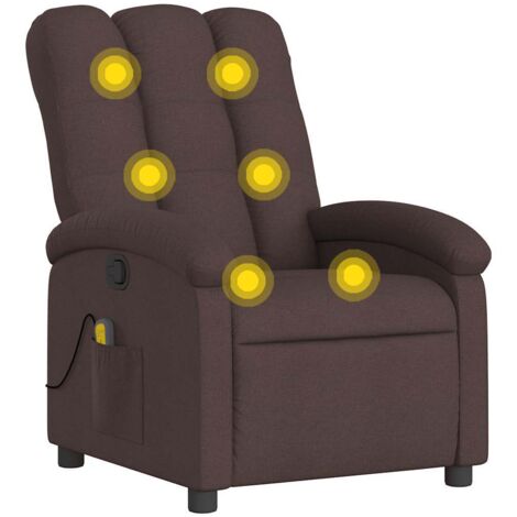 Sillón de masaje reclinable de tela marrón oscuro vidaXL