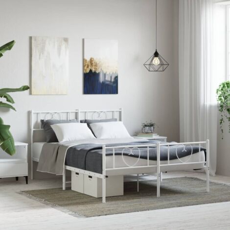 Estructura cama sin colchón con estribo metal blanco 140x200 cm vidaXL (1/5)