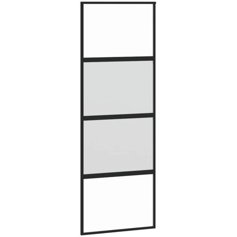 Puerta corredera vidrio templado y aluminio negra 76x205 cm vidaXL