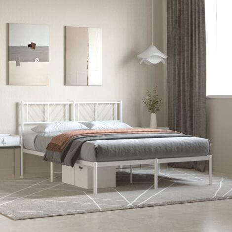 Estructura cama sin colchón con cabecero metal blanco 120x200cm vidaXL (1/5)
