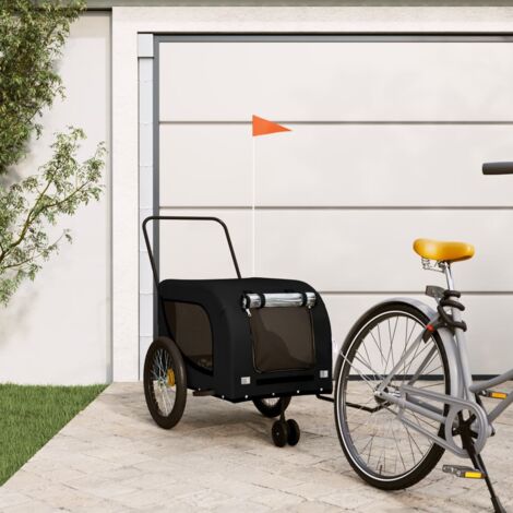Remolque de bicicleta mascotas hierro tela Oxford negro vidaXL