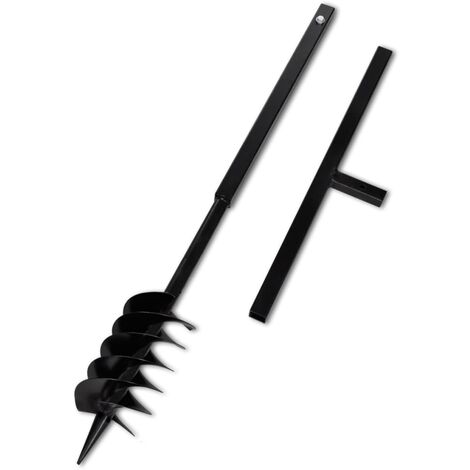 Taladro Negro De Tierra De Acero Con Mango 120 mm Espiral Doble vidaXL