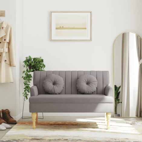Banco con cojines tela gris taupe 113x64,5x75,5 cm vidaXL