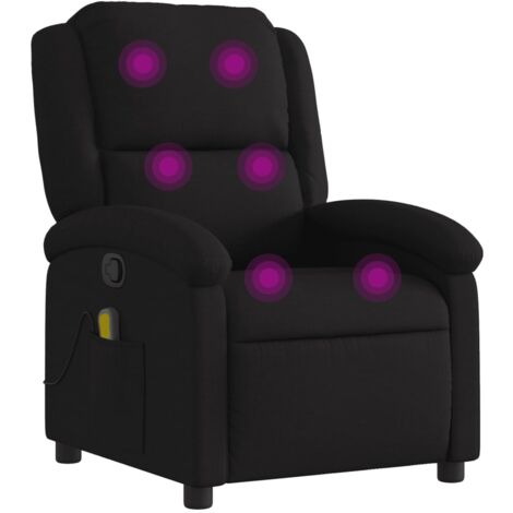 Sillón reclinable de masaje de tela negro vidaXL
