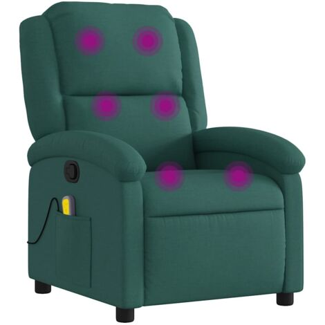 Sillón de masaje reclinable de tela verde oscuro vidaXL