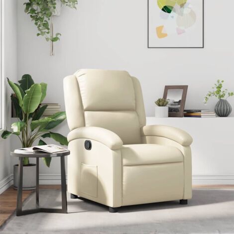Sillón reclinable de cuero sintético crema vidaXL
