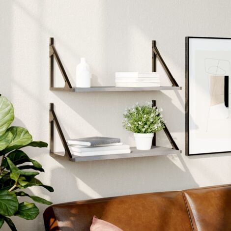 Estantes pared 2 uds madera ingeniería gris Sonoma 60x25x25,5cm vidaXL