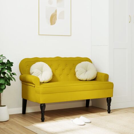 Banco con respaldo terciopelo amarillo 119,5x64,5x75 cm vidaXL