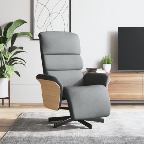 Sillón reclinable con reposapiés tela gris claro vidaXL