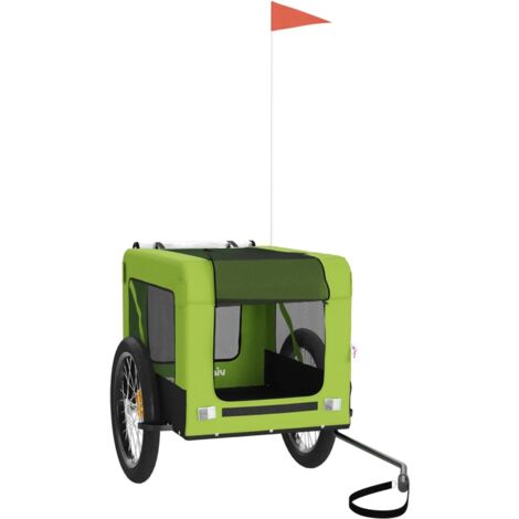 Remolque de bicicleta mascotas hierro tela Oxford verde negro vidaXL