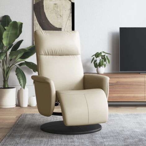 Sillón reclinable con reposapiés cuero sintético color crema vidaXL