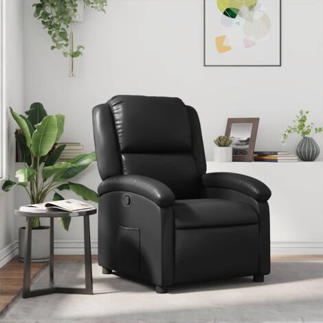 Sillón reclinable de piel sintética negra vidaXL