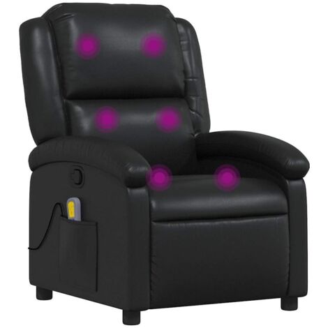Sillón de masaje reclinable cuero sintético negro vidaXL