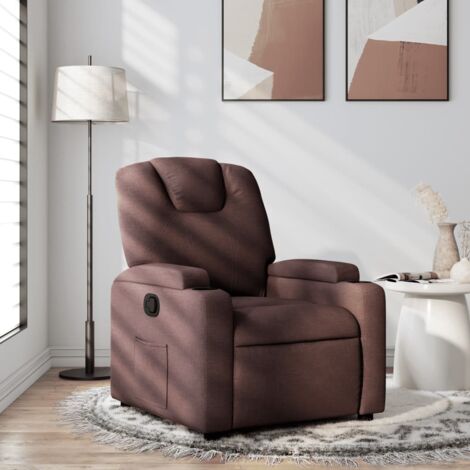 Sillón reclinable de tela marrón oscuro vidaXL