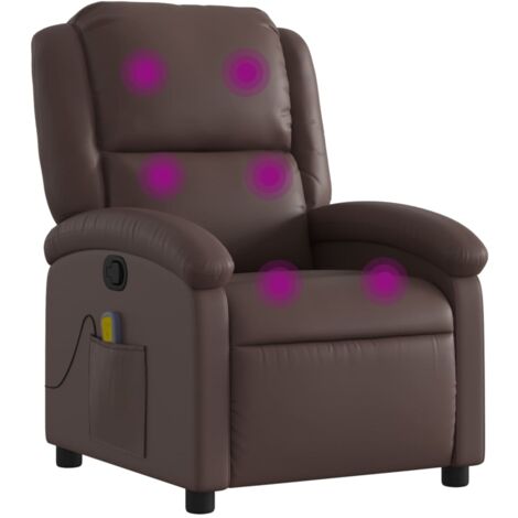 Sillón de masaje reclinable cuero sintético marrón vidaXL