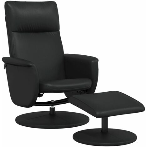 Sillón reclinable con reposapiés cuero sintético negro VidaXL55247