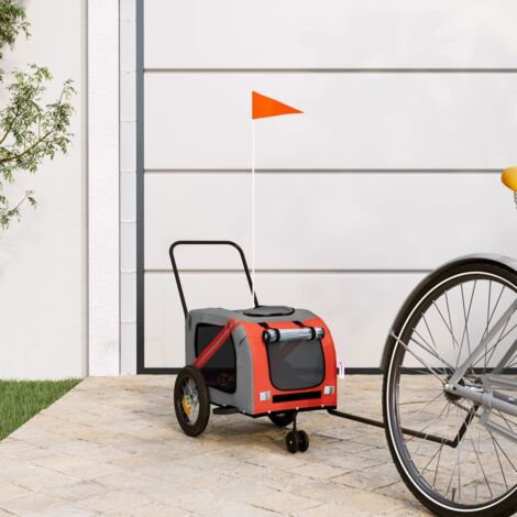 Remolque de bicicleta mascotas hierro tela Oxford naranja negro vidaXL