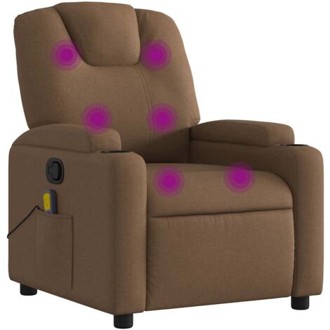 Sillón reclinable con masaje de tela marrón vidaXL