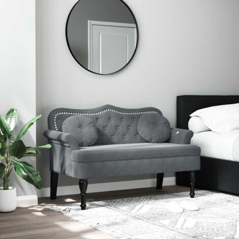 Banco con cojines de terciopelo gris oscuro 120,5x65x75 cm vidaXL