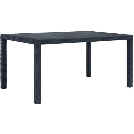 Mesa de jardín de plástico aspecto ratán gris 150x90x72 cm vidaXL