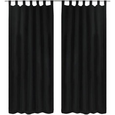 2 cortinas negras micro-satinadas con trabillas, 140 x 225 cm vidaXL