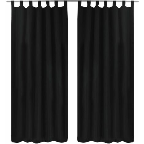 2 cortinas negras micro-satinadas con trabillas, 140 x 245 cm vidaXL