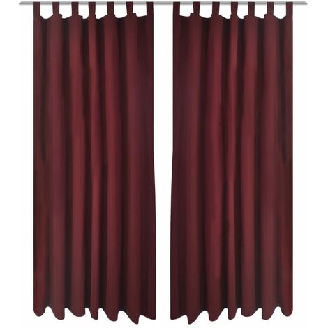 Cortinas satinadas con arcos 2 PCS 140 x 245 cm Borgoña - 344145