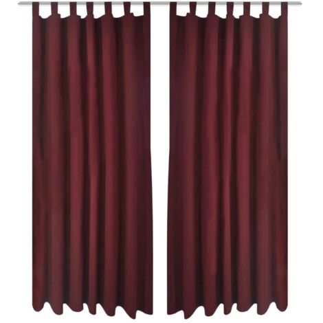 2 cortinas micro-satinadas con trabillas color burdeos, 140 x 245 cm vidaXL