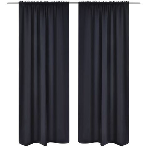 2 cortinas negras oscuras con jaretas, blackout 135 x 245 cm vidaXL