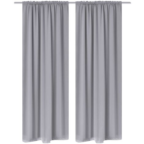 2 cortinas grises oscuras con jaretas, blackout 135 x 245 cm vidaXL