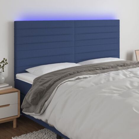 Cabecero con luces LED tela azul 180x5x118/128 cm vidaXL