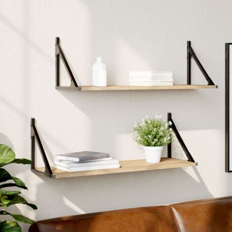 Estantes de pared 2 unidades Roble Sonoma 80x25x25,5 cm Madera de ingeniería vidaXL