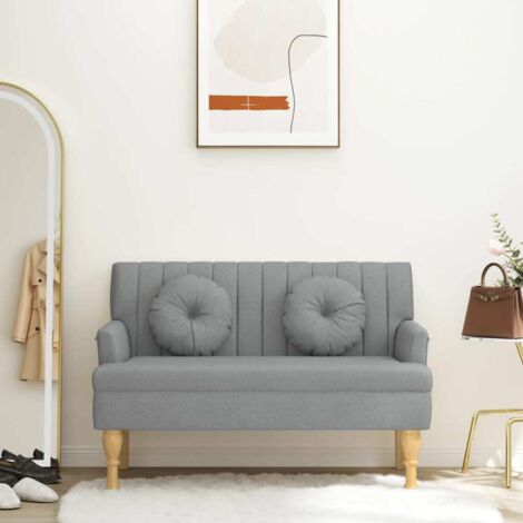 Banco con cojines tela gris claro 113x64,5x75,5 cm vidaXL