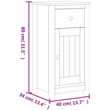 Mueble de baño BERG madera maciza de pino blanco 40x34x80 cm vidaXL