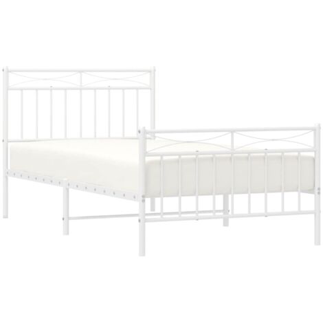 Estructura cama sin colchón con estribo metal blanco 100x190 cm vidaXL (1/5)